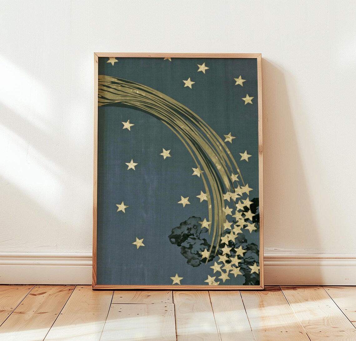 Comet, Gold Celestial Wall Art Poster