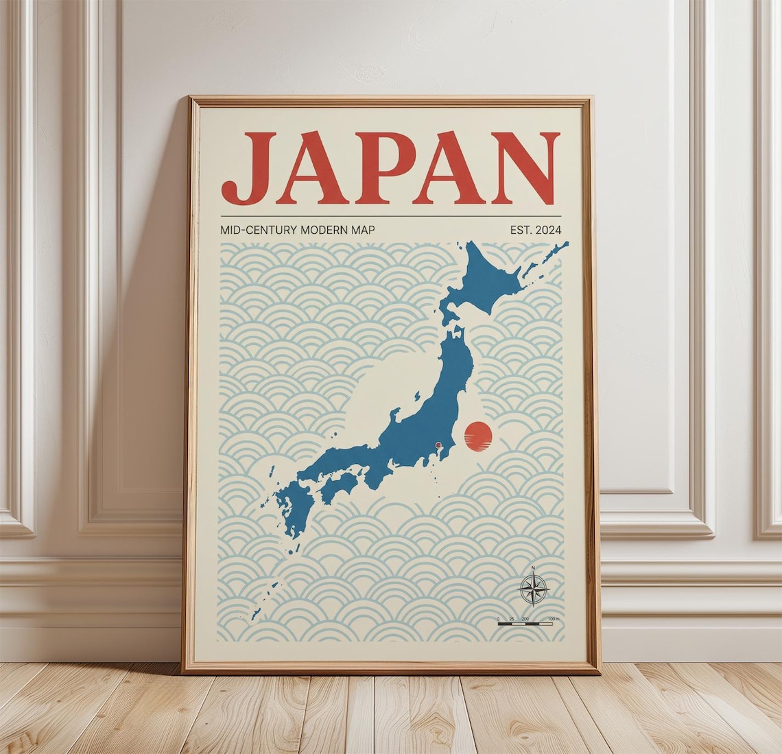 Japan Map Poster, Minimalist Travel Art Print