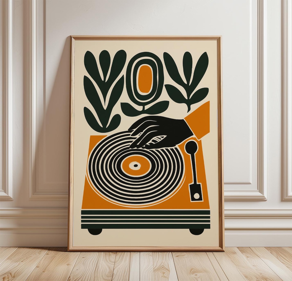 Vinyl Record Poster, Retro Mid-Century Music