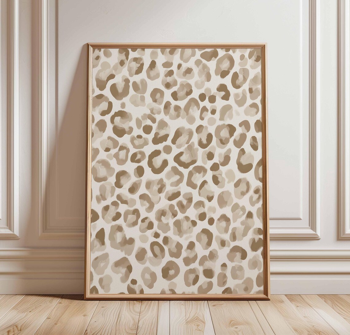 Neutral Leopard Print Poster, Modern Safari Decor