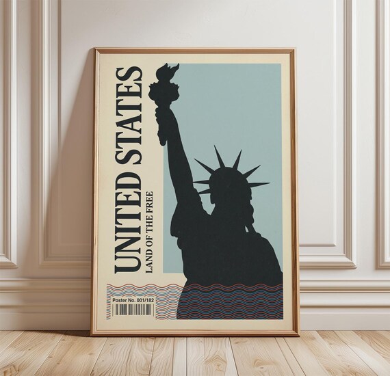 United States Statue Of Liberty Vintage Travel Poster Land Of The Free