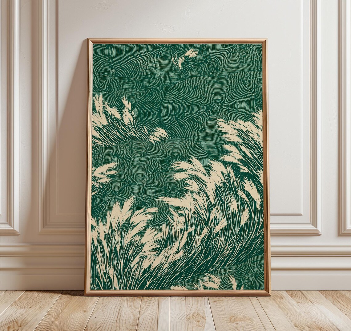 Abstract Grass Meadow, Japanese-Inspired Line Art