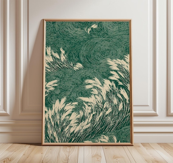 Abstract Grass Meadow, Japanese-Inspired Line Art