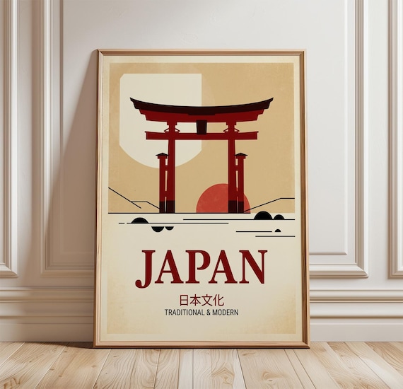 Japan Torii Gate Vintage Travel Poster Traditional And Modern