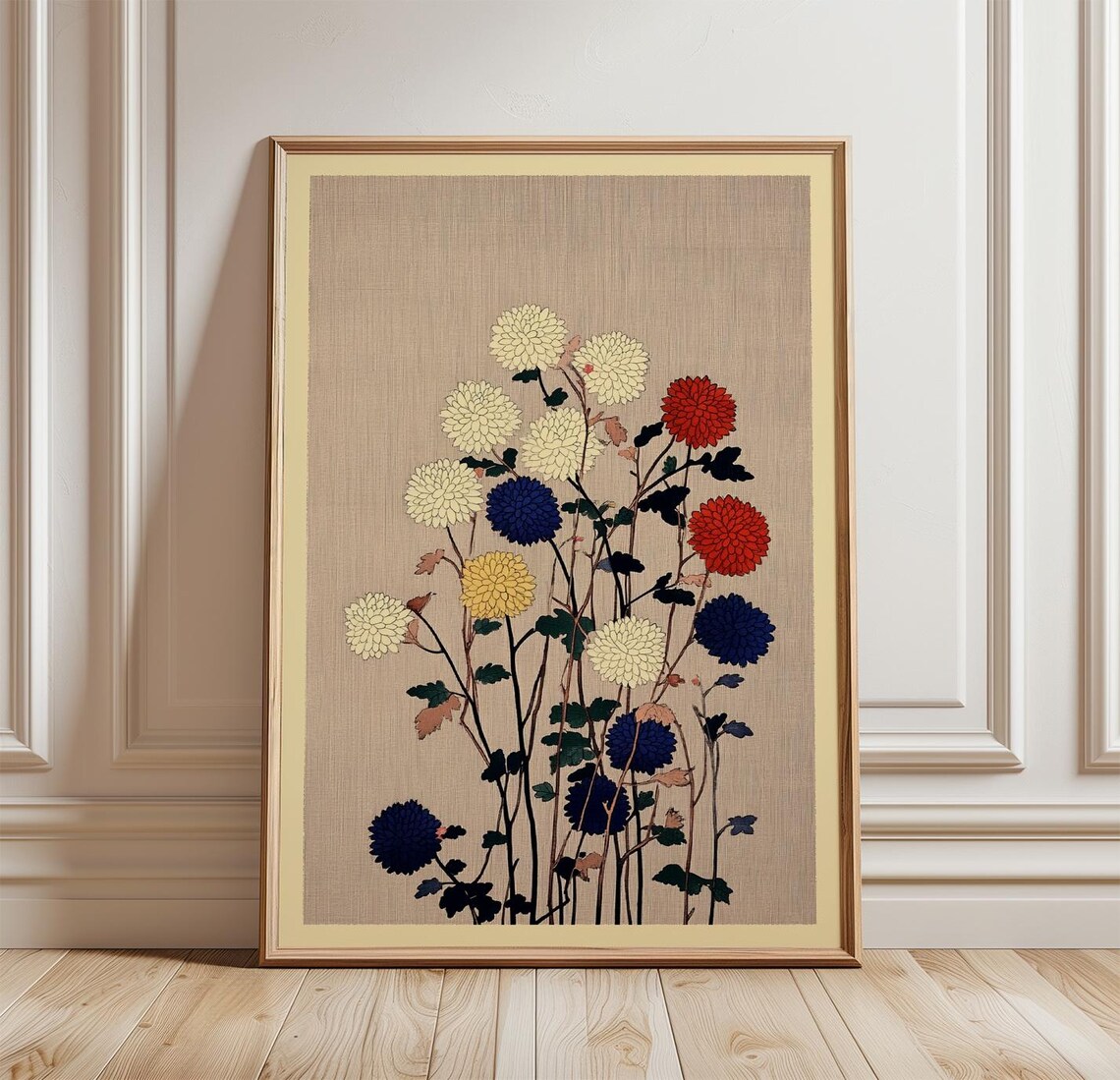 Japanese Chrysanthemum Flower Poster Print, Minimal