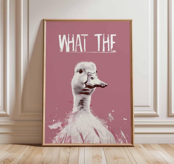 Funny Duck Poster What The Wall Art Quirky Animal Humor Print Meme Sarcastic Comedy Decor Gag Gift
