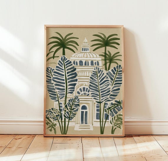 Tropical Botanical Poster, Architectural Wall Art