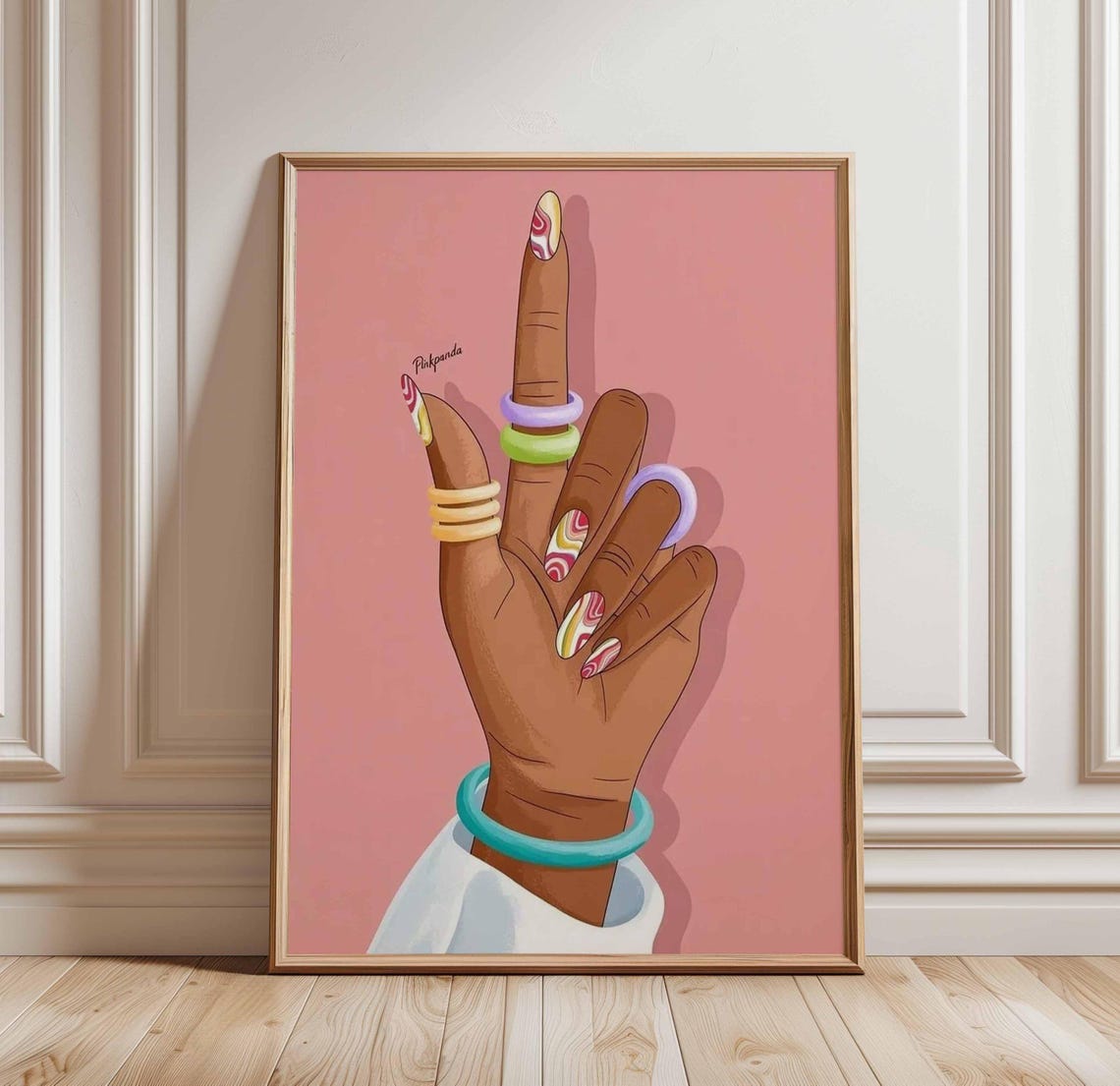 Sassy Middle Finger Hand With Rings And Painted Nails Pop Art Poster