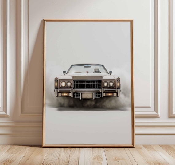 Vintage Cadillac Convertible Poster Classic Car Front View Decor