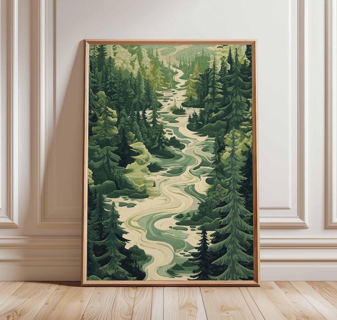 Forest Landscape Art Print, Tranquil River Woodland