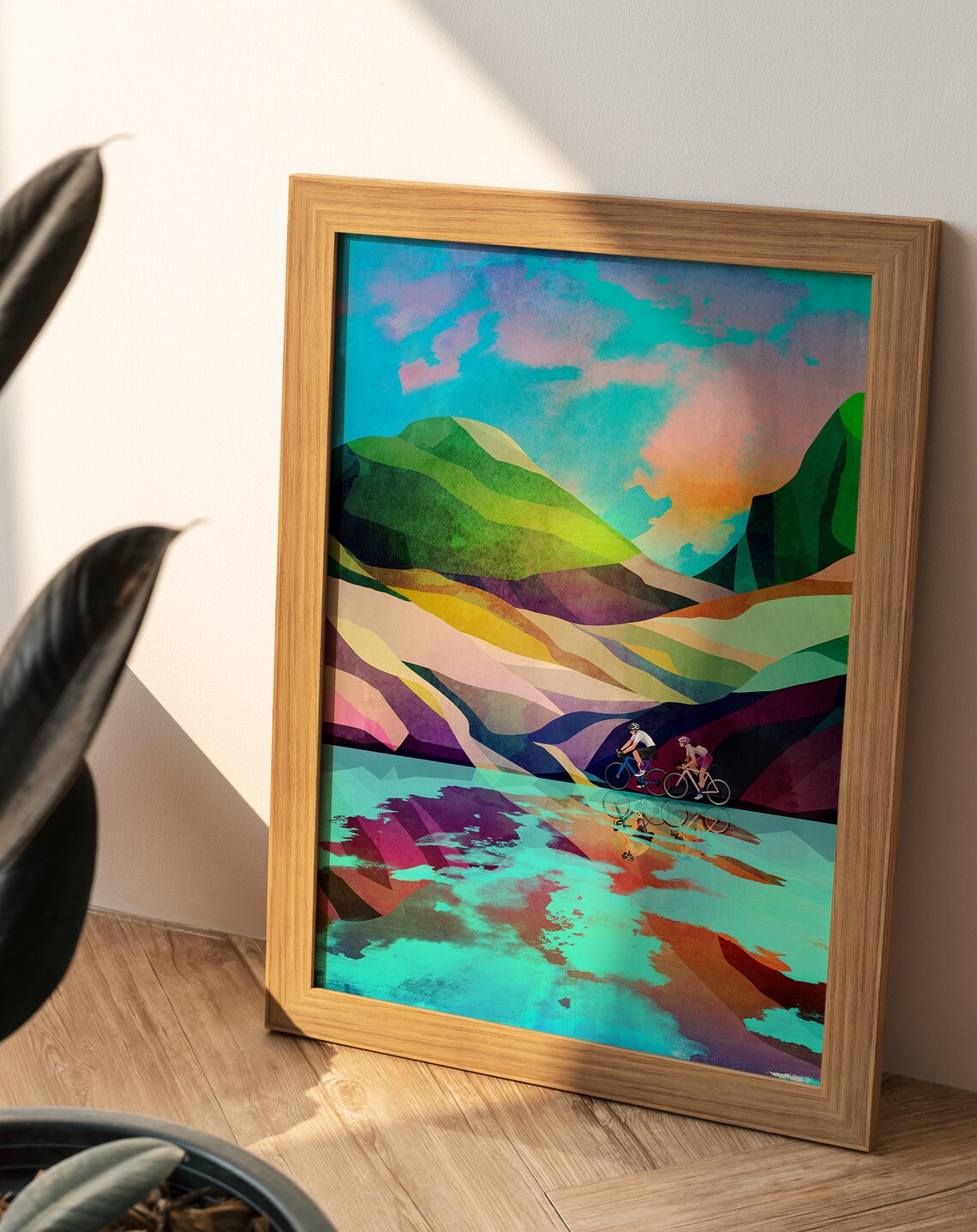 Cycling Couple by Crystal Clear Lake, Travel Poster - Image 3