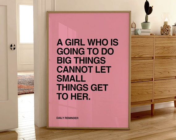 Pink Typography Quote Poster, Minimalist Bedroom Decor