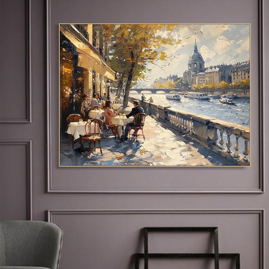 Paris Cafe Street Cityscape, Modern Abstract Art Print - Image 2