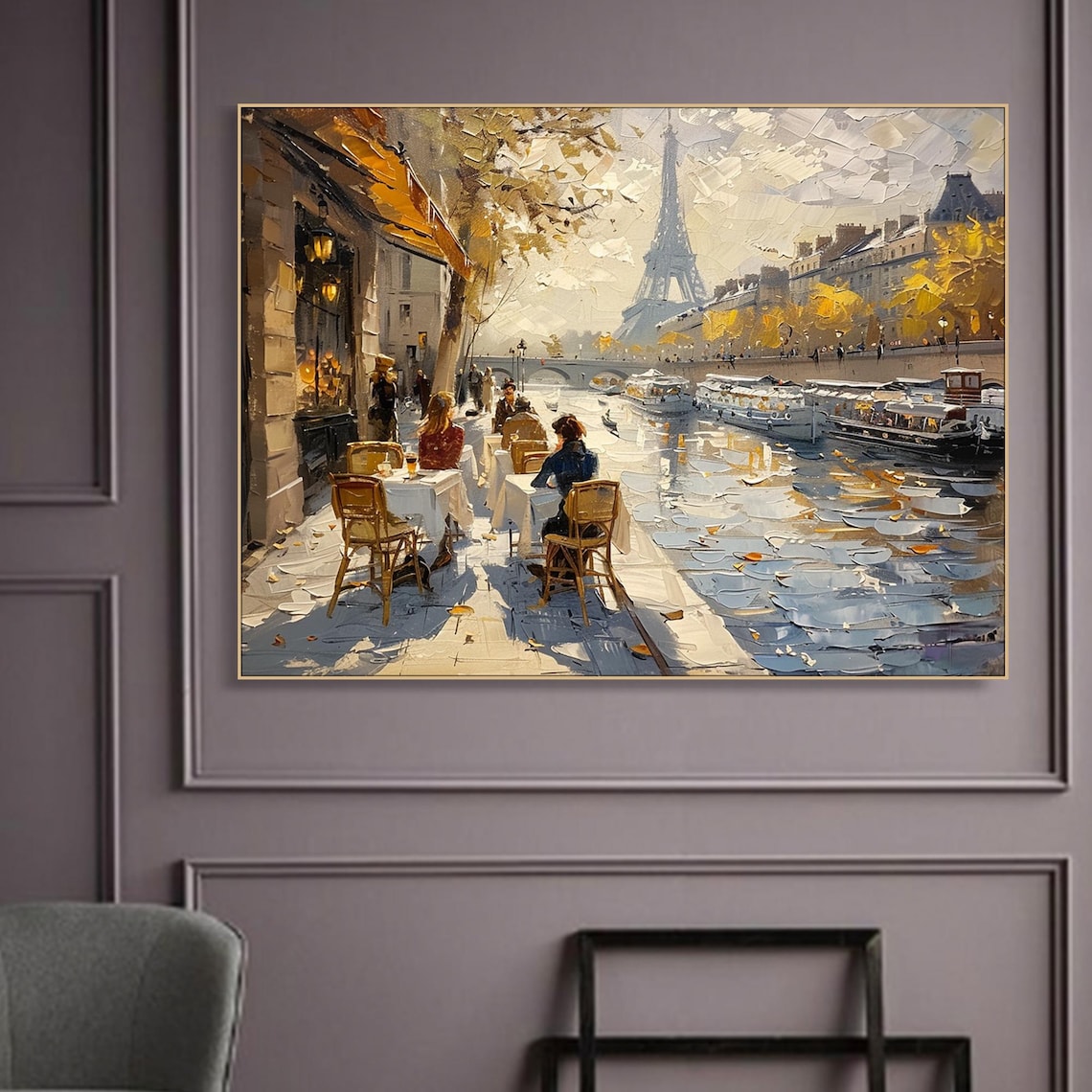 Paris Cafe Street, Modern Abstract Travel Poster - Image 3