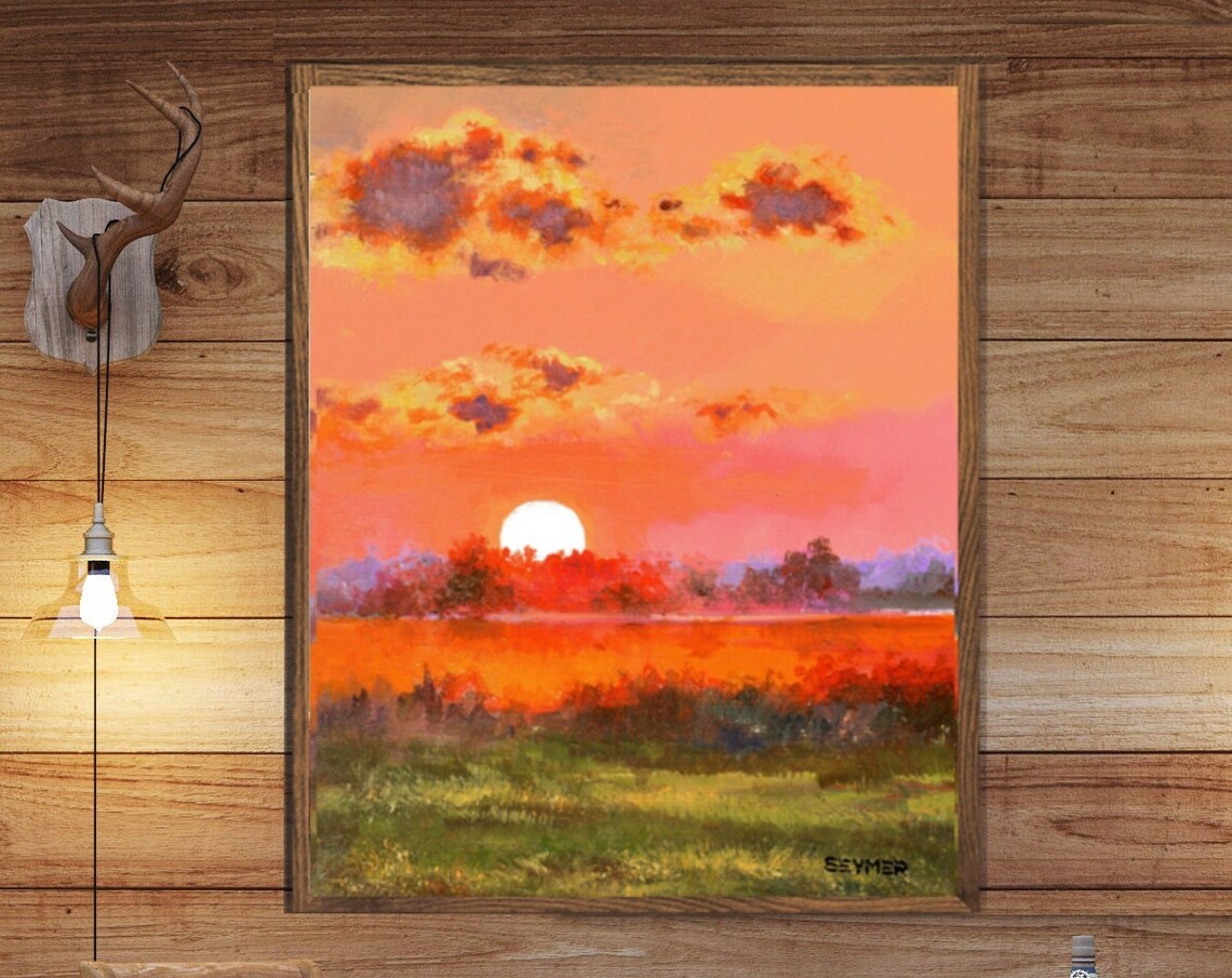 Impressionist Sunset Landscape Art Print, Warm Colors - Image 5