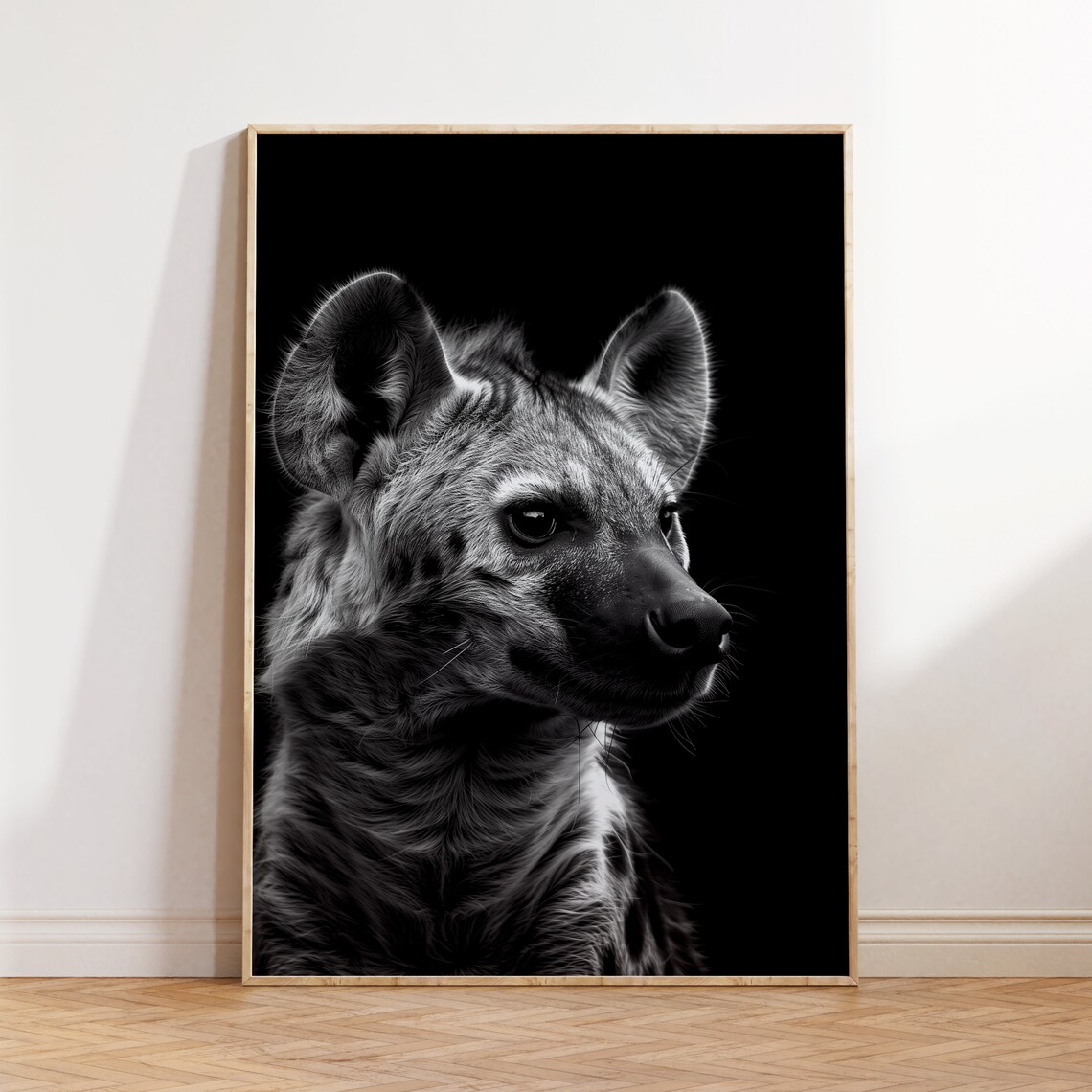Hyena Black and White Wild Animal Safari Photography Art Poster
