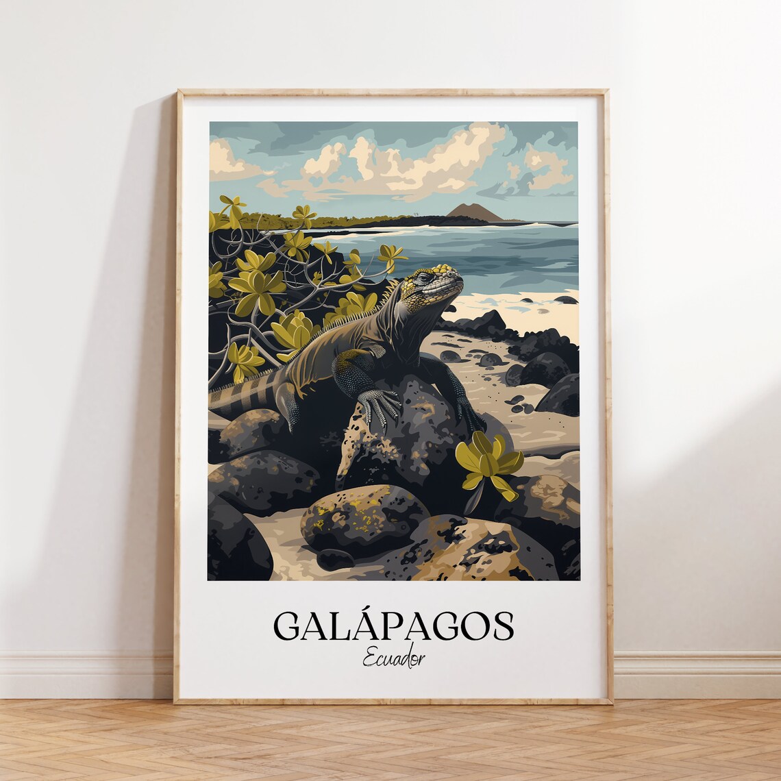 Galapagos Ecuador Marine Iguana Coastal Wildlife Travel Poster