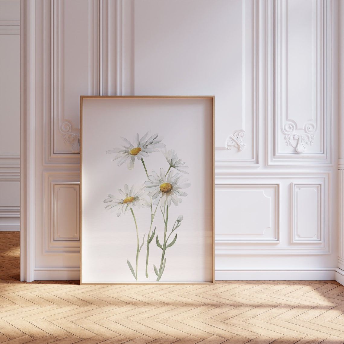 White Daisies Watercolor Floral Fresh Spring Botanical Art Poster - Image 2