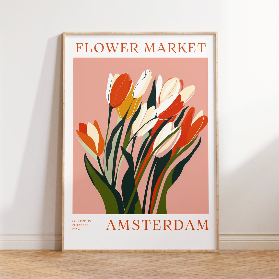 Amsterdam Flower Market Tulip Bouquet Vintage Botanical Art Print