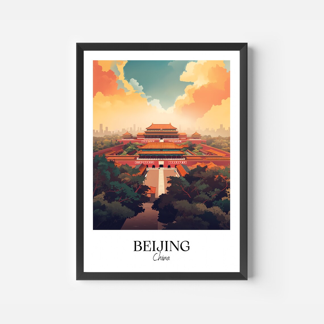Beijing China Forbidden City Golden Roofs Sunset Travel Poster - Image 2