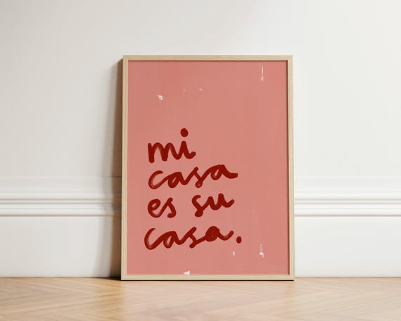 Mi Casa Es Su Print Colourful Illustration Wall Art Typography Poster Decor Hand Drawn Kitchen Unframed