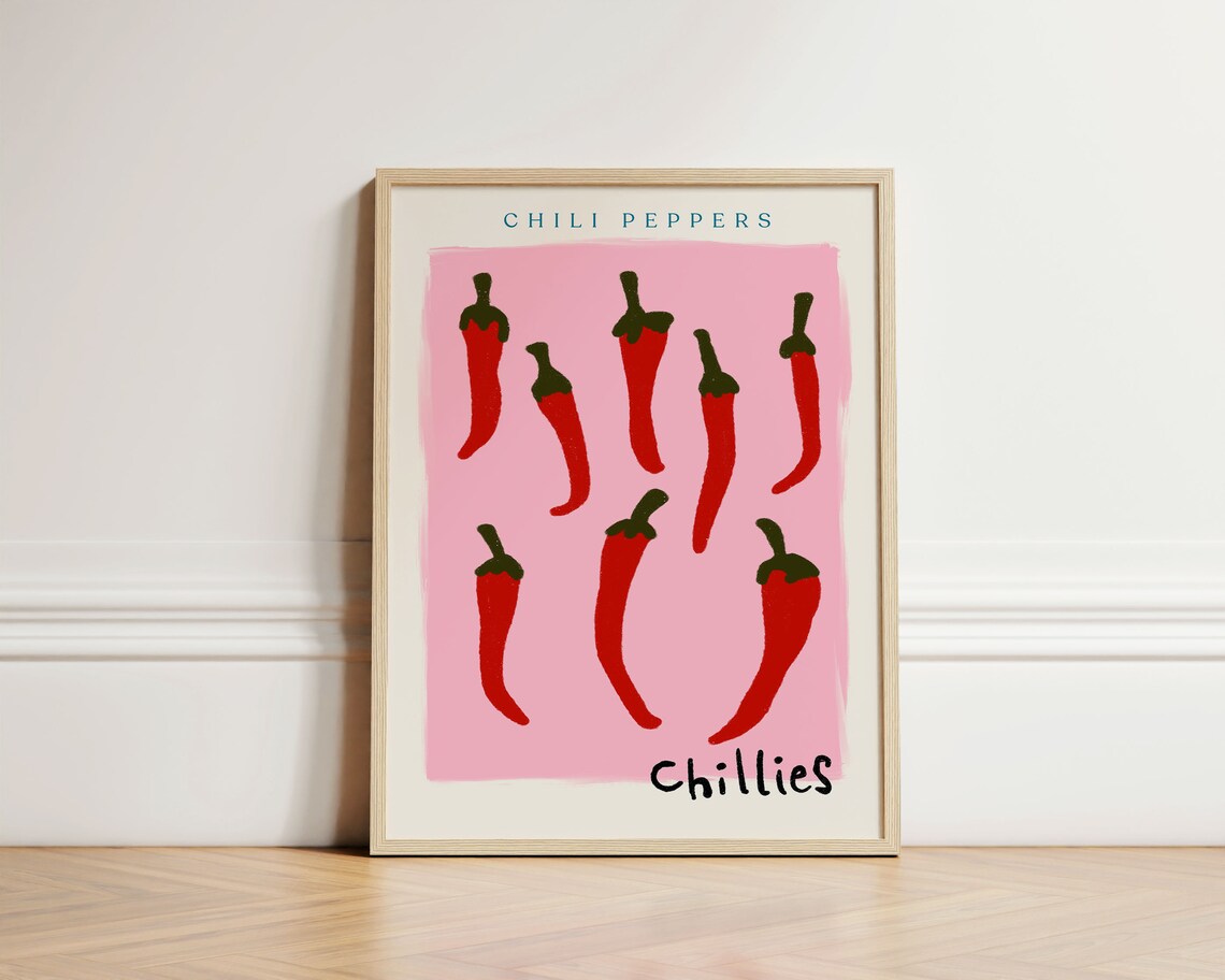 Chili Peppers Print, Kitchen Market Poster