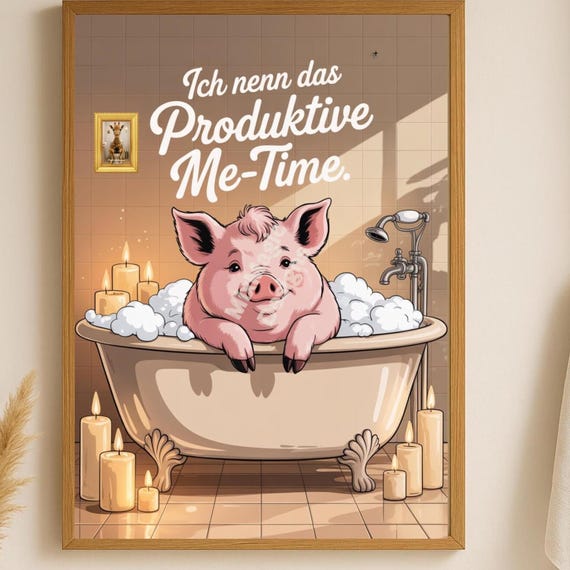 Funny Pig Poster I Call This Productive Metime Humorous Wall Art For Bathroom And Toilet A1a5