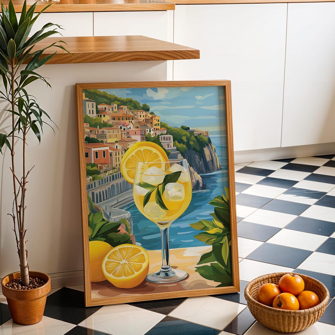 Italian Coastal Town Lemon Spritz Summer Cocktail Wall Poster - Image 4