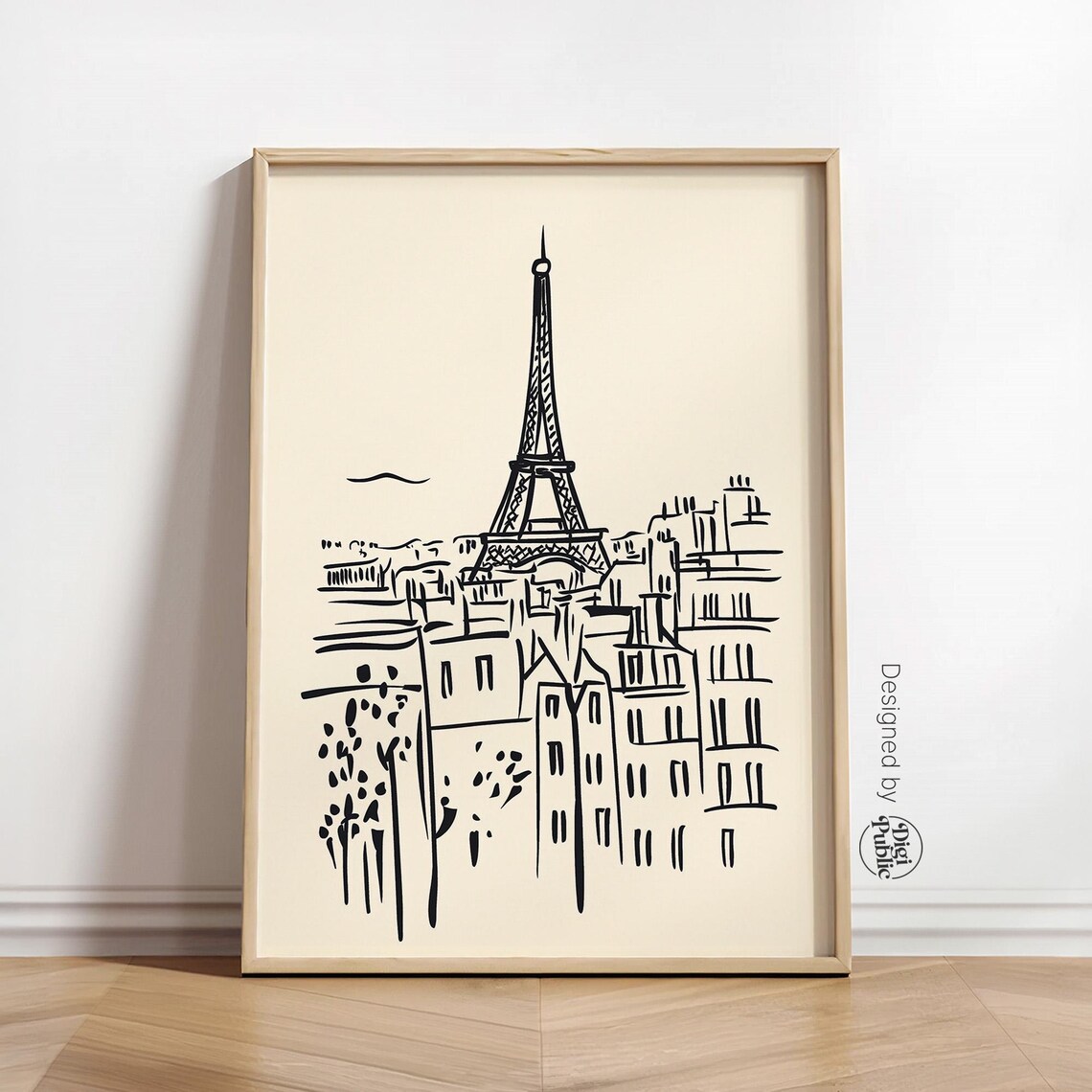 Paris Eiffel Tower Line Art, Minimalist Travel Poster
