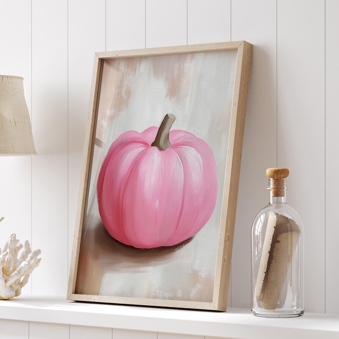 Blush Pink Pumpkin Painting Modern Fall Decor Art Autumn Season Decor Poster - Image 4