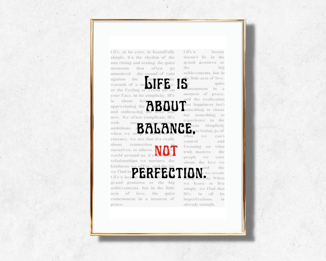 Life Is About Balance Not Perfection Quote Newspaper Vintage Poster - Image 4