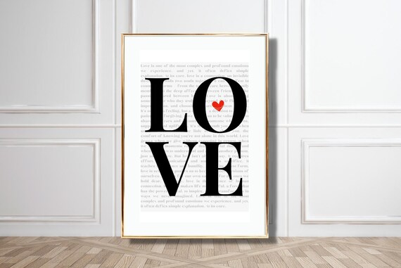 Love Black Bold Serif Lettering Heart O Minimalist Quote Poster
