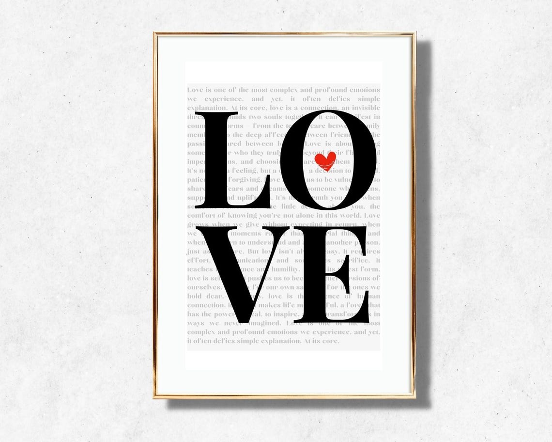 Love Black Bold Serif Lettering Heart O Minimalist Quote Poster - Image 2