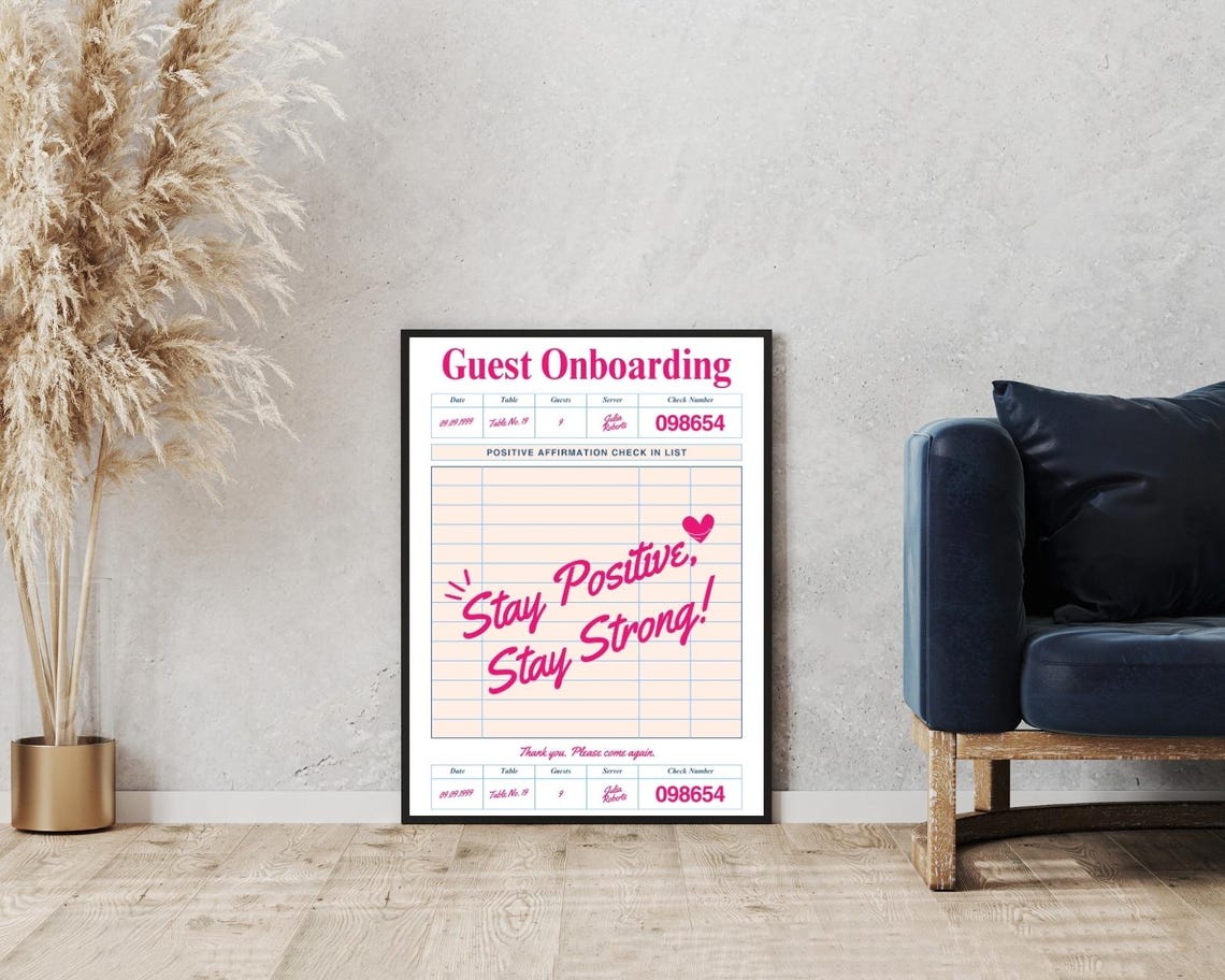Stay Positive Stay Strong Guest Check Receipt Pink Fun Quote Poster - Image 4