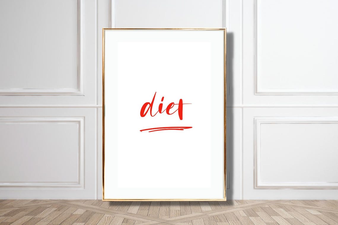 Playful Diet Red Script Minimalist Kitchen Typography Poster - Image 5