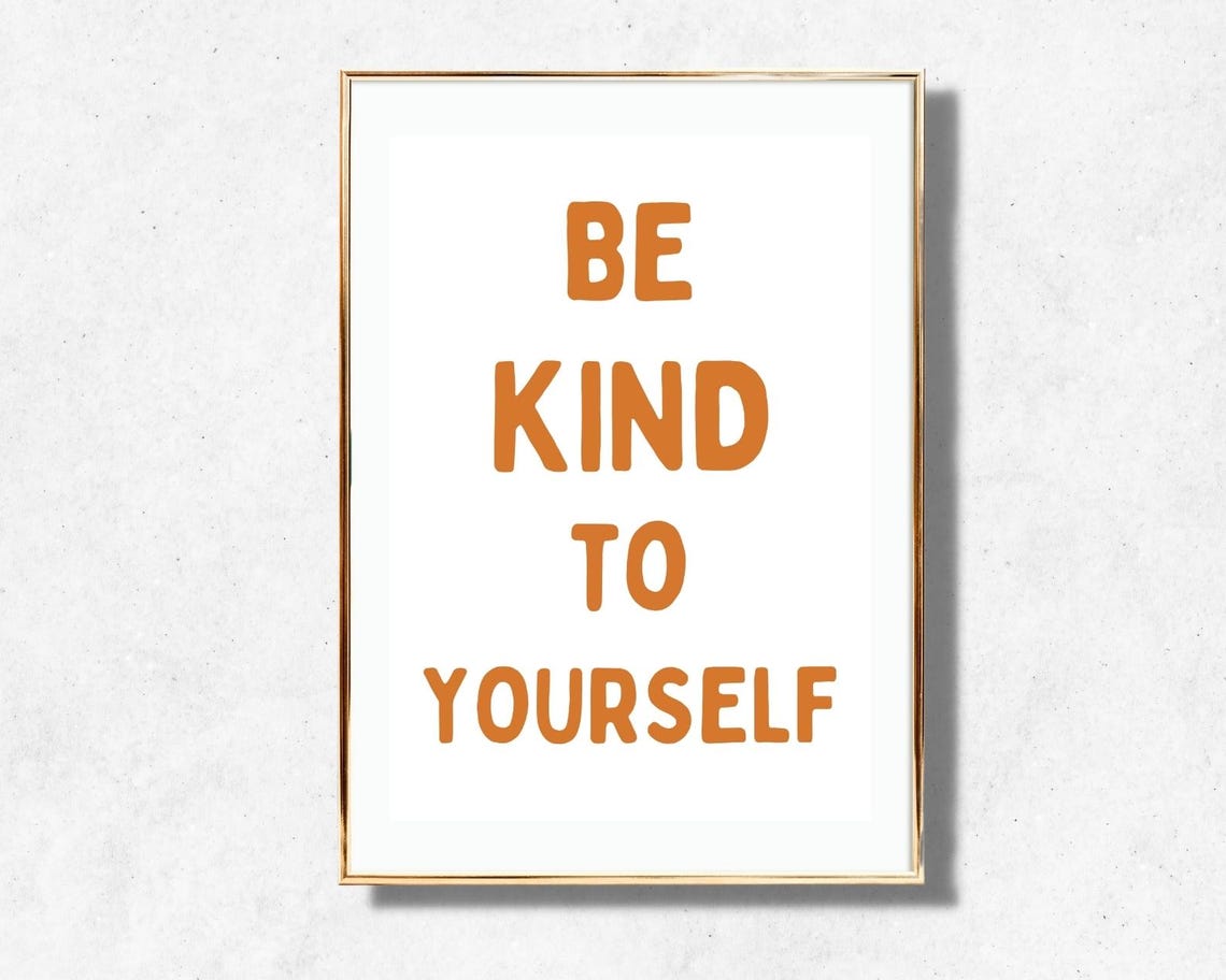 Be Kind To Yourself Orange Retro Typography Self Care Poster - Image 4