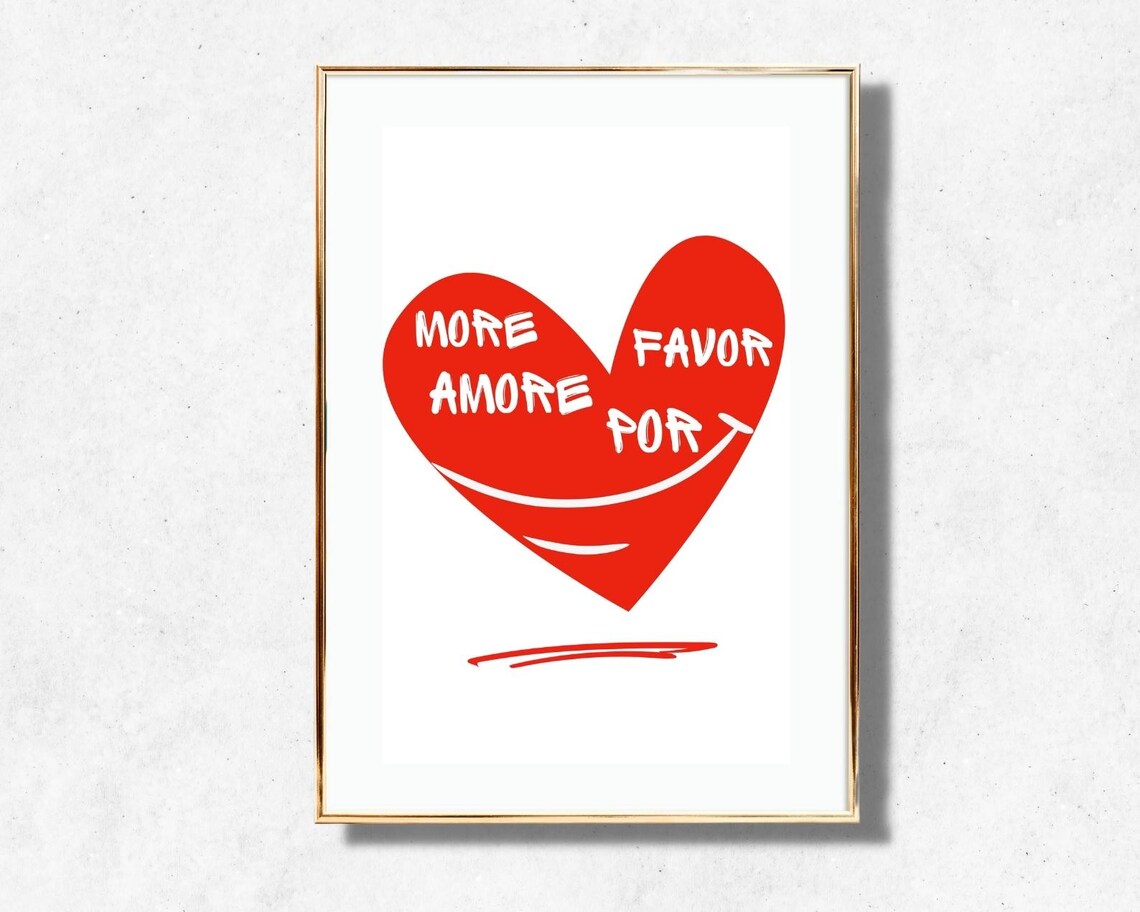 More Amore Por Favor Red Heart Italian Love Sweet Romantic Poster - Image 4