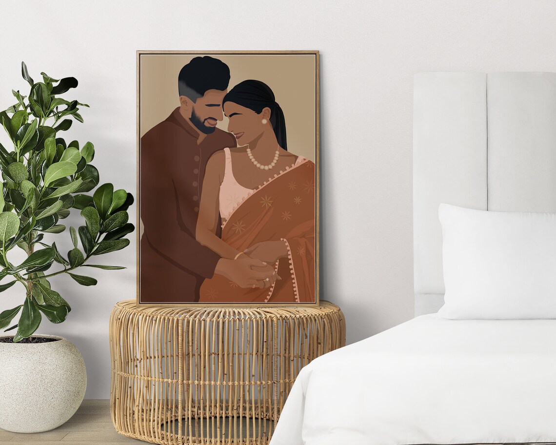 Indian Couple Art Print, South Asian Desi Art - Image 3