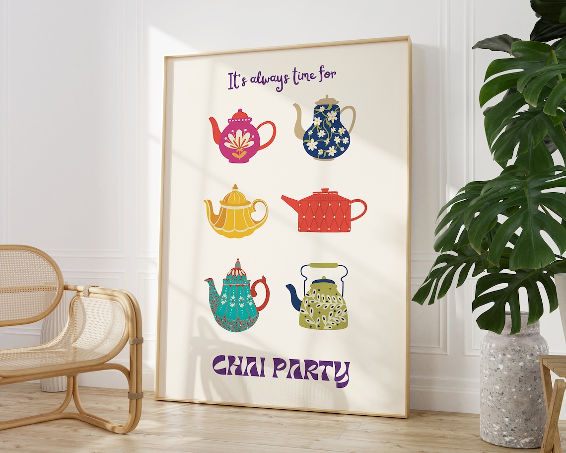 Chai Party Art Print, Indian Kitchen Decor - Image 2