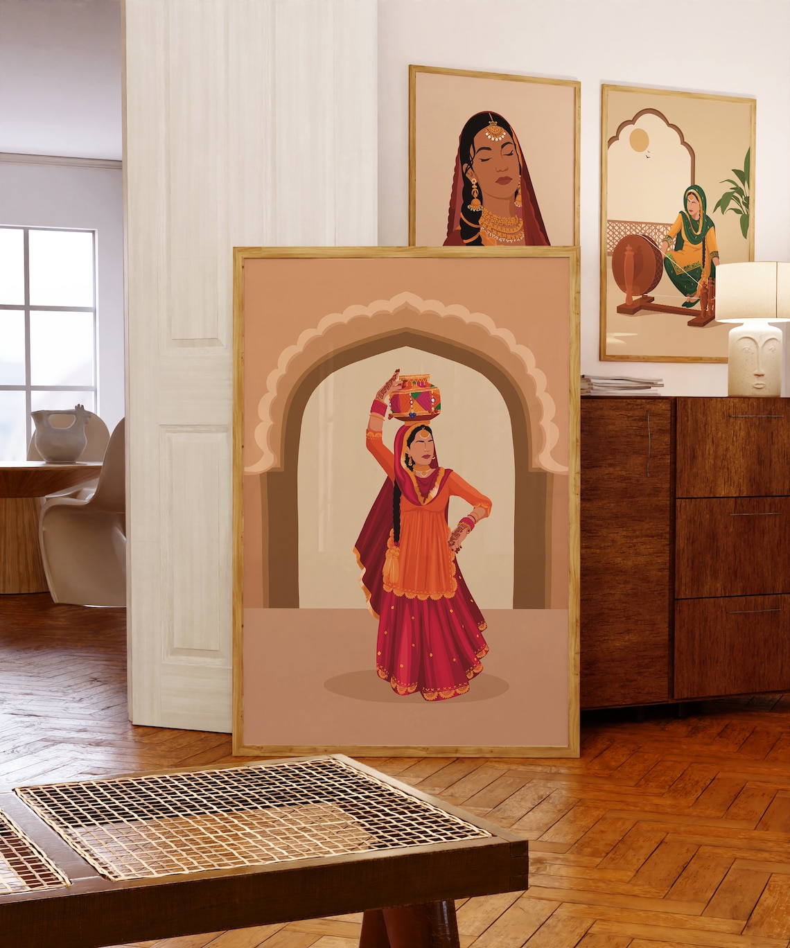 Punjabi Jago Dance Portrait, Indian Culture Art Print - Image 3