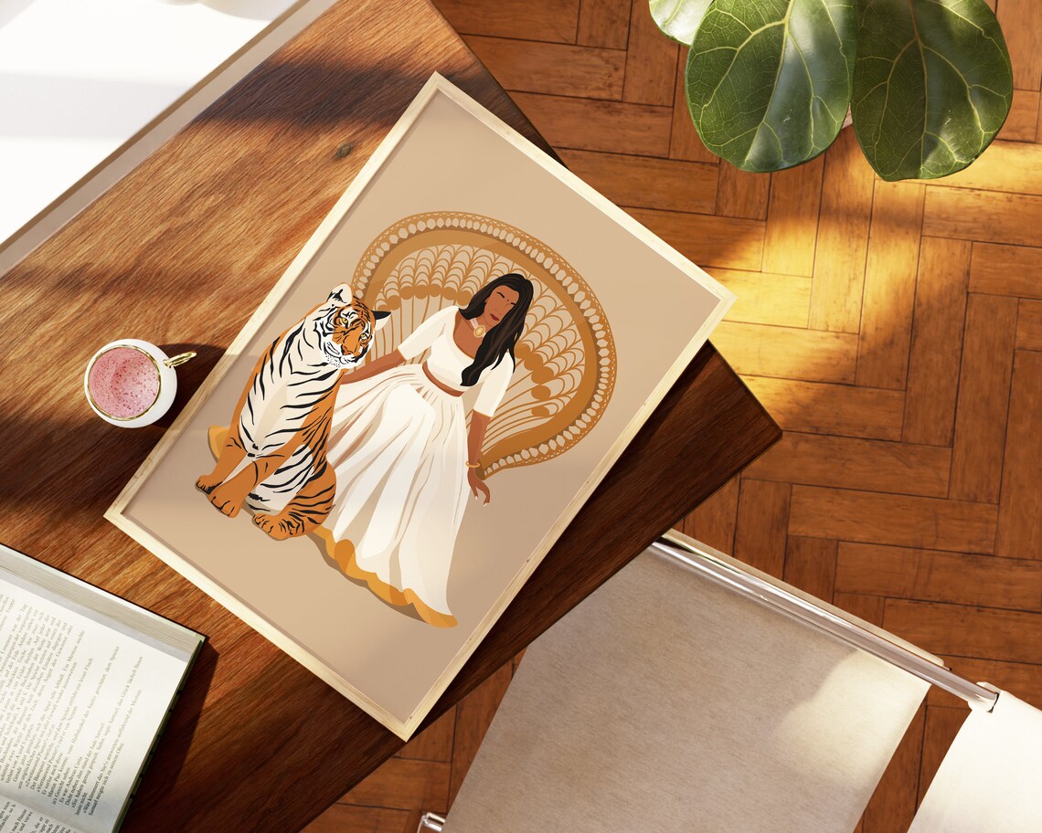 Indian Baddie Tiger Art Print, Desi South Asian - Image 3