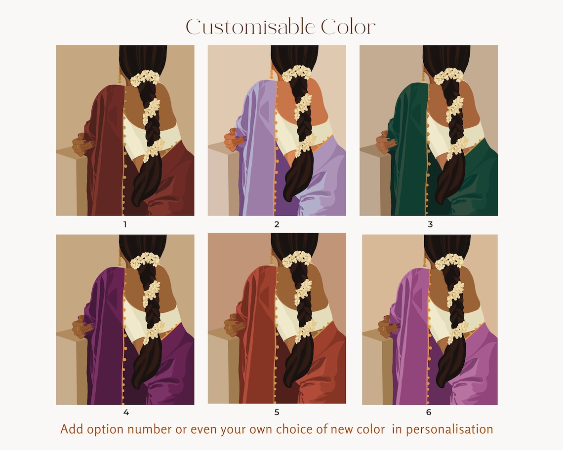 South Asian Woman Saree Portrait Art Print - Image 2