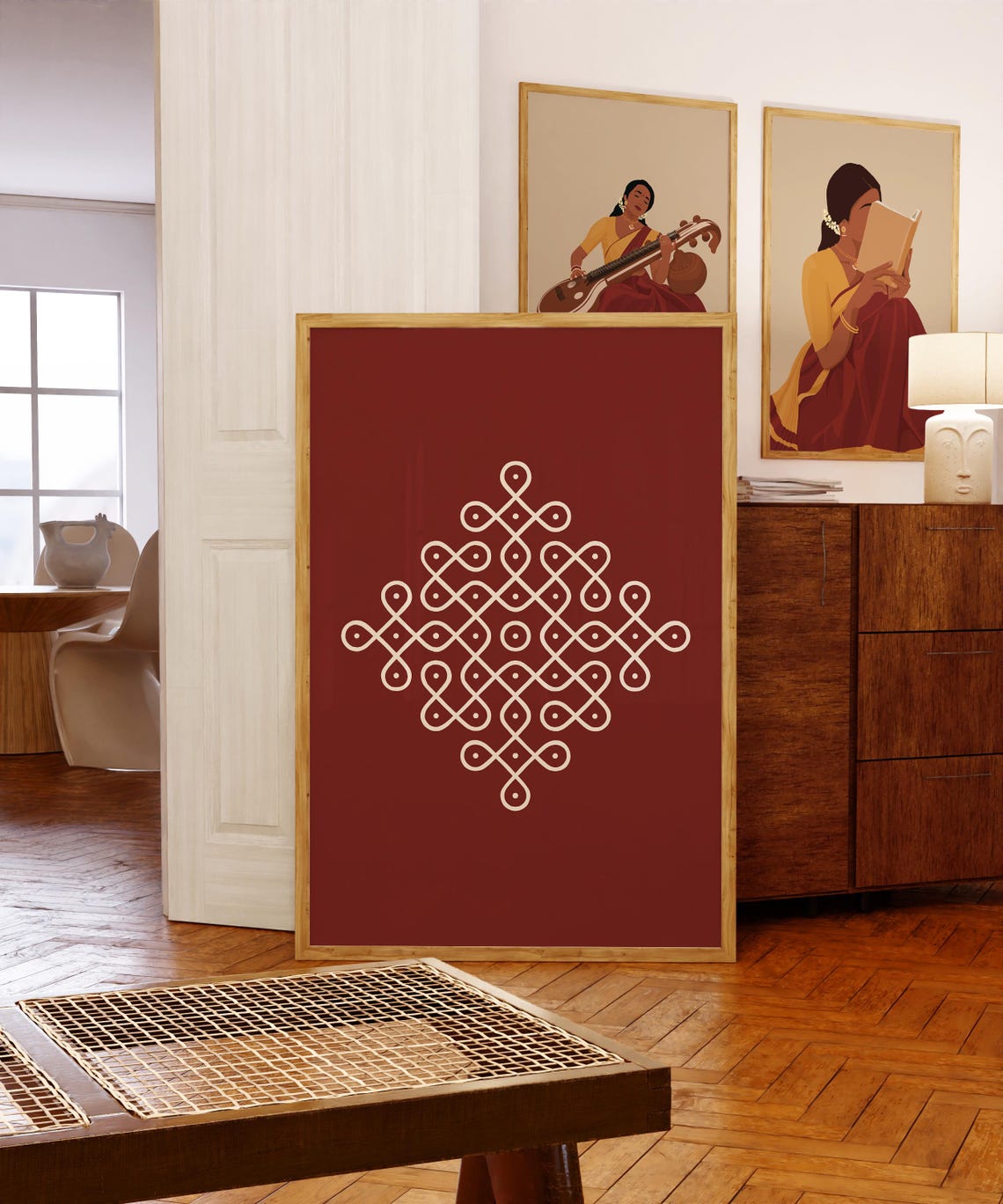 Rangoli Art Muggu Art Kolam Wall Art Desi Art South Asian Art Indian Art Tamil Art Brown Girl Art Alpana Prints South Indian Prints - Image 4