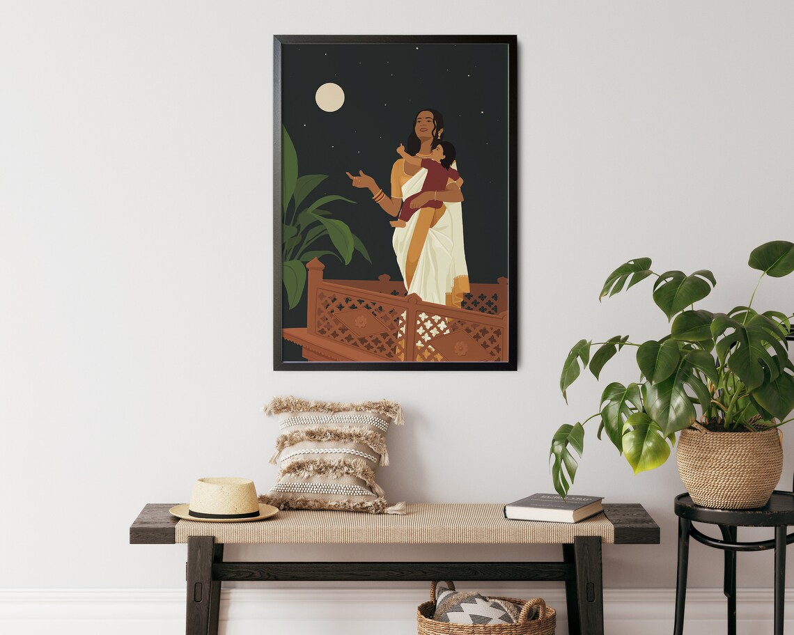 Indian Mother Child Poster, South Asian Art Gift - Image 4