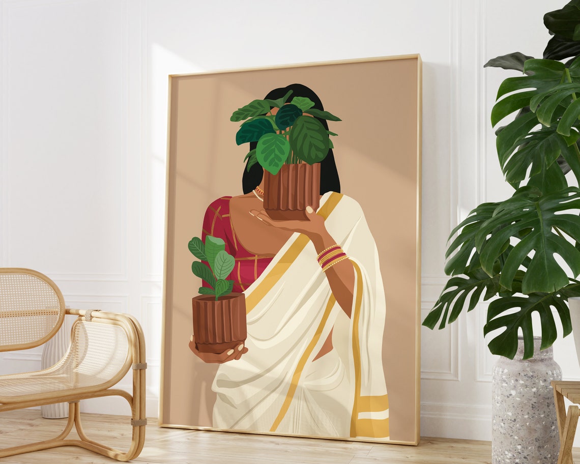 Desi Plant Mom Art Print, Indian Woman Plant Lover - Image 3