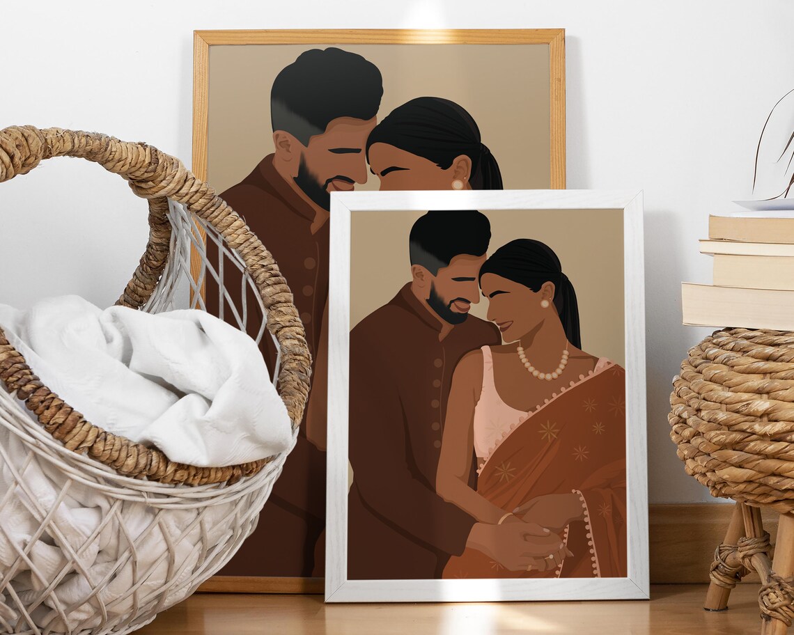 Indian Couple Art Print, South Asian Desi Art - Image 2