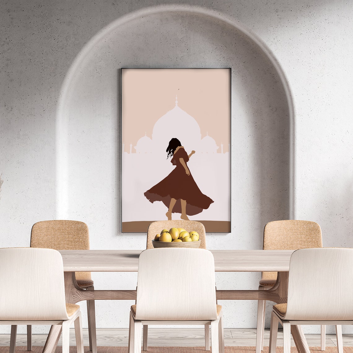 Girl Dancing At Taj Mahal Poster Brown Girl Art Desi Art South Asian Woman Print Indian Woman Art Boho Beige Neutral Wall Decor - Image 6