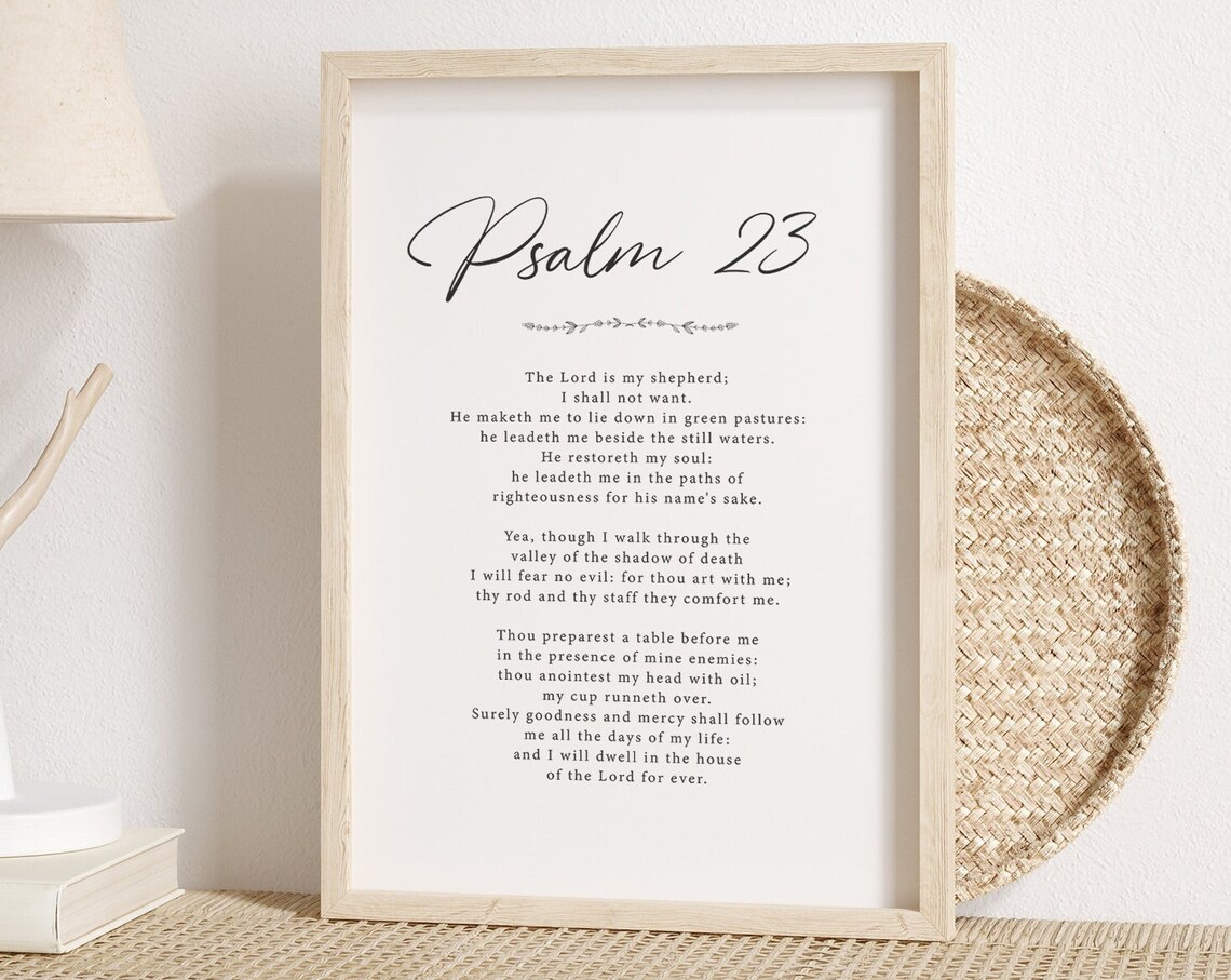 Psalm 23 Scripture Wall Decor, Religious Art Print