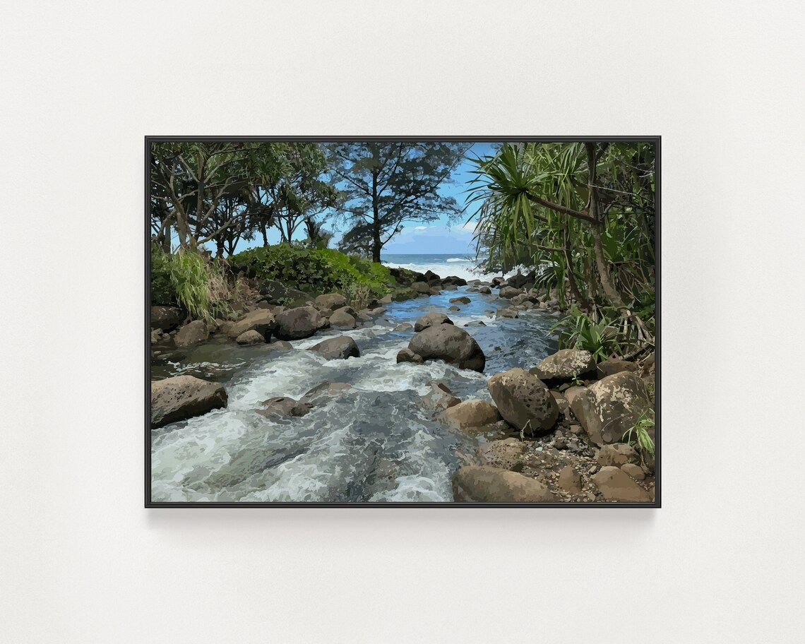 Hanakpai Stream Kauai, Hawaii River Travel Poster