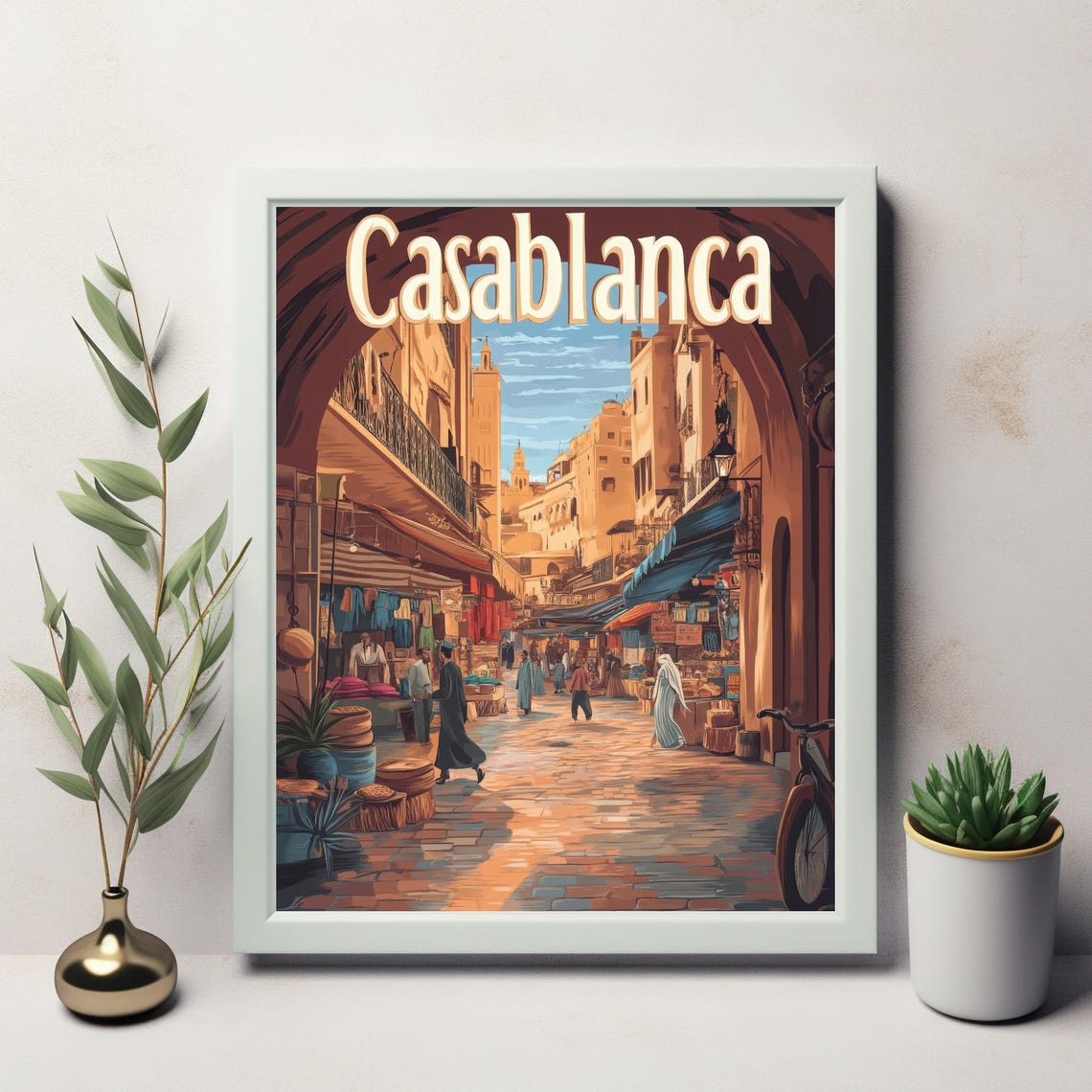 Vibrant Marketplace In Casablanca A Colorful Illustrated Scene Of Daily Life And Cultural Richness - Image 2